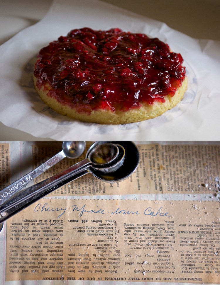 Cherry Upside-down Cake with vintage recipe